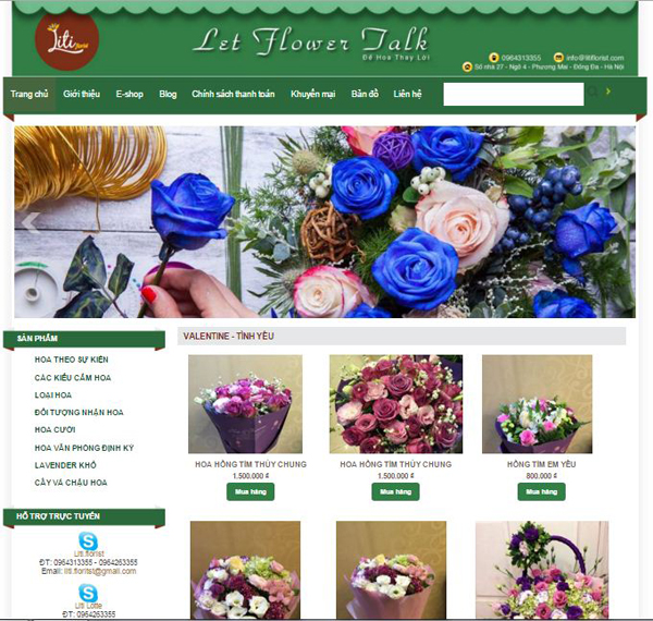 Thiết kế web shop hoa tươi đẹp