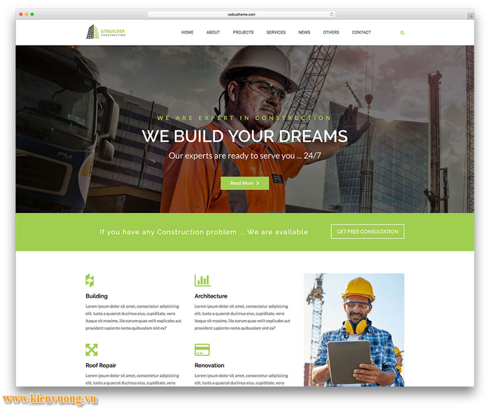 Mẫu website ngành xây dựng đẳng cấp