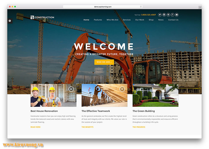 Mẫu website ngành xây dựng đẳng cấp 