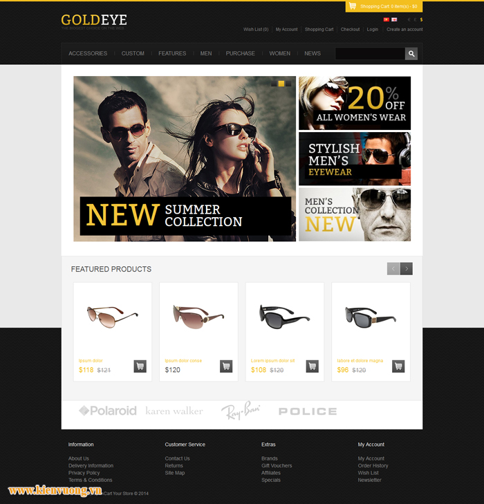 Thiết kế website bán mắt kính thời trang