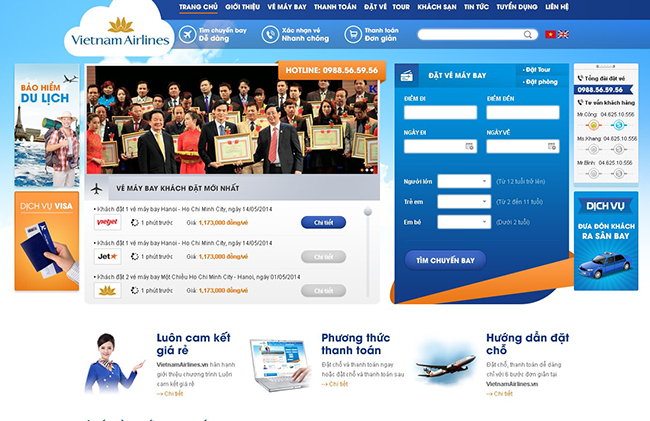 Thiết kế website đặt vé máy bay trực tuyến theo yêu cầu