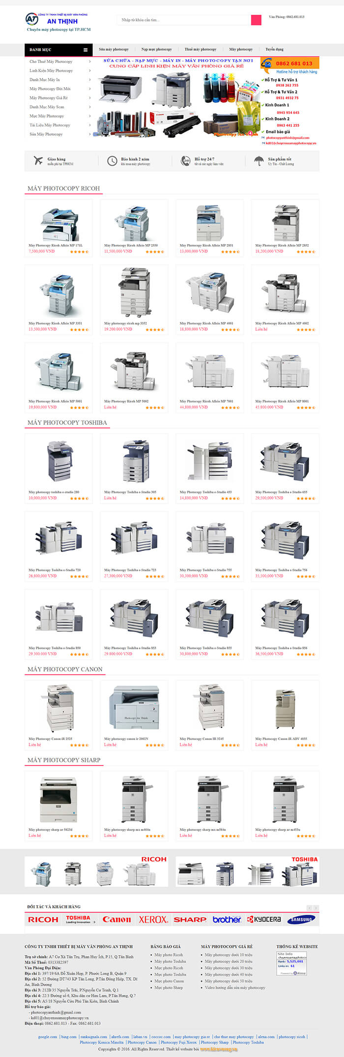 Thiết kế website máy in máy photocopy
