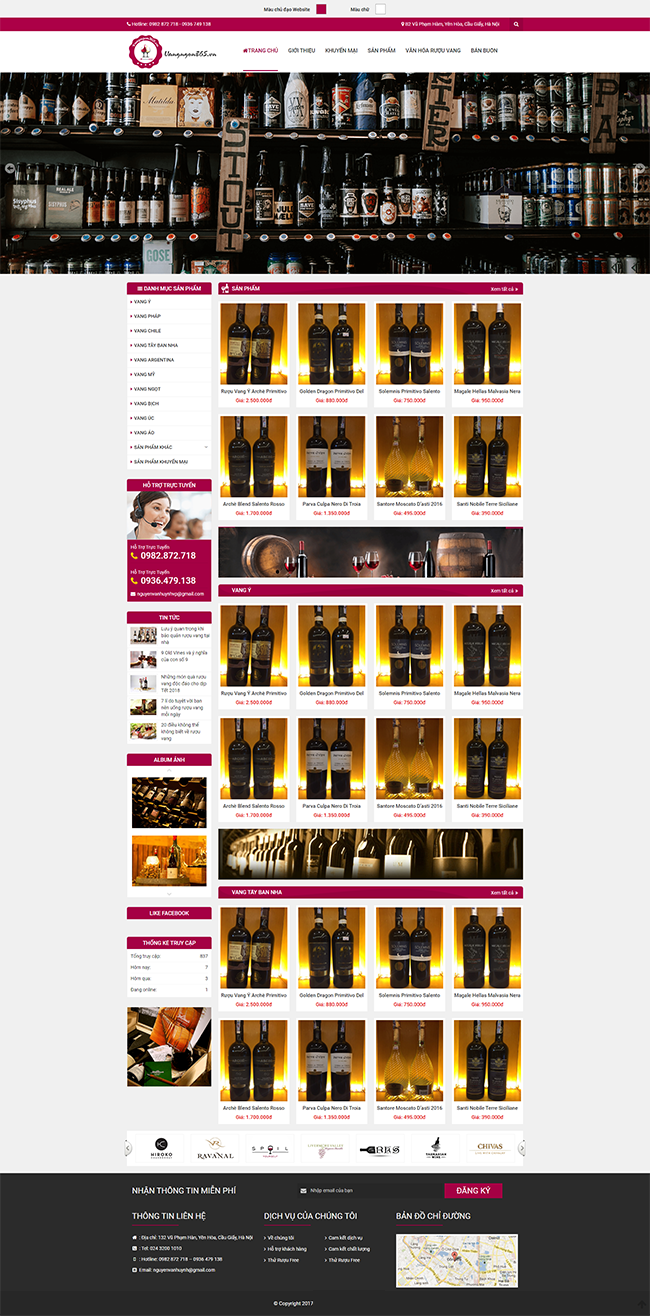 Thiết kế website bán rượu vang