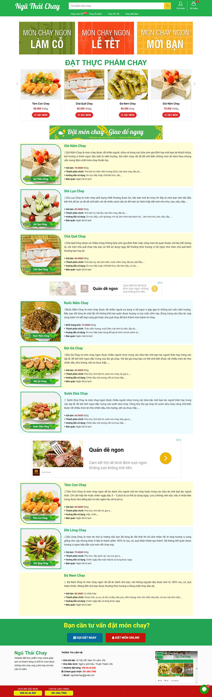 Thiết kế website bán đồ ăn chay