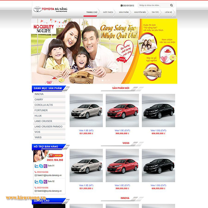 Mẫu thiết kế web bán xe Toyota đẹp