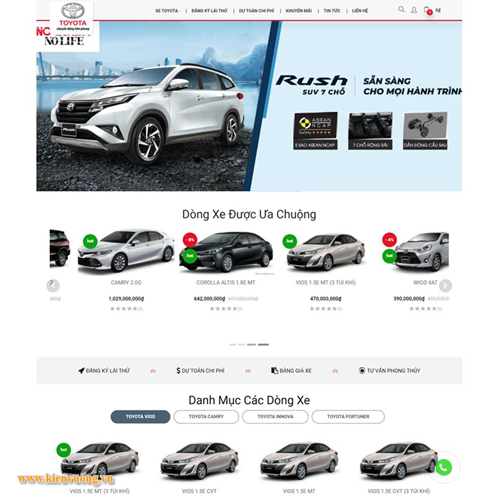 Mẫu thiết kế web bán xe Toyota đẹp