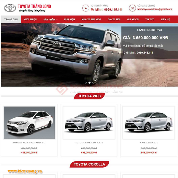 Mẫu thiết kế web bán xe Toyota đẹp