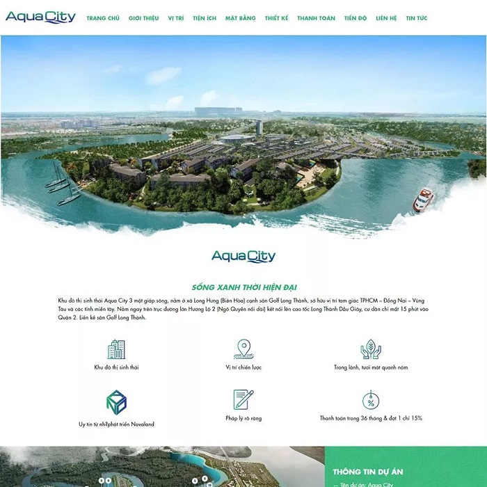Theme WordPress landing page bất động sản Aqua City