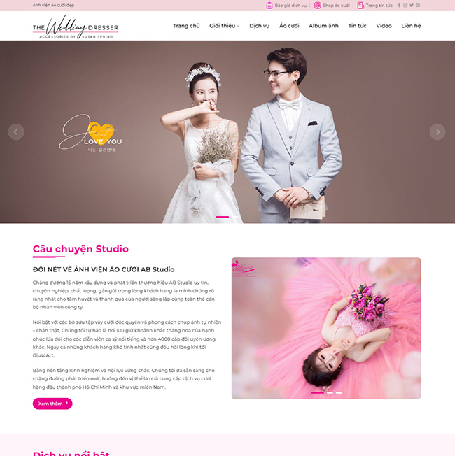 Thiết kế web studio chụp ảnh cưới đẹp